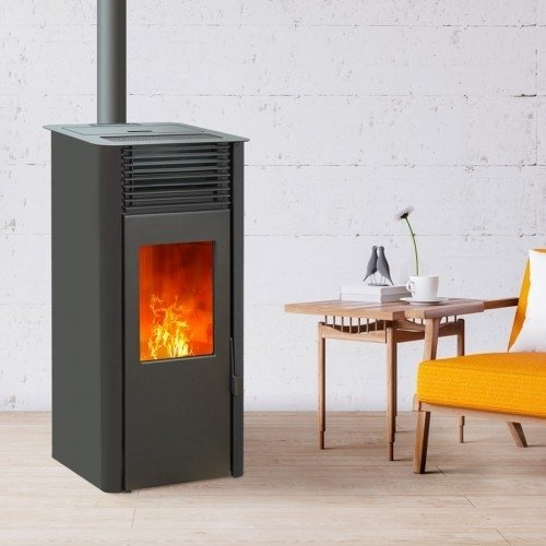Wasserdichter Pelletofen Emaflam Reva 9 Kw Schwarz + Gratis Wifi‑box